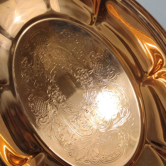 Vintage Copper Etched Tray Platter Bowl - Picture 2 of 9